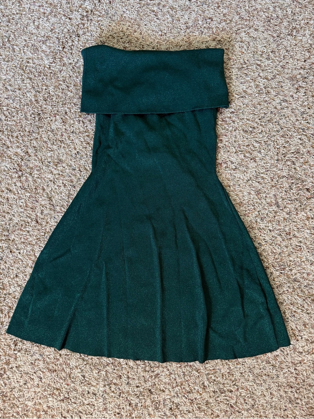 Dark Green Metallic off the shoulders mini dress size small